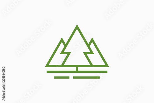 Mountain Tree River  Vector Logo Premium 
