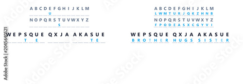 Bild auf Leinwand Cryptogram puzzle with family phrase brother hugs sister