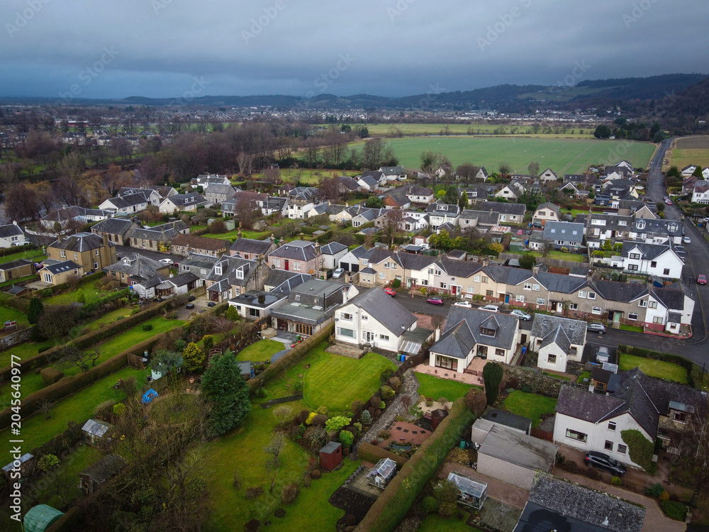 Obraz premium Cambuskenneth residential area near Forth river, Stirling, Scotland