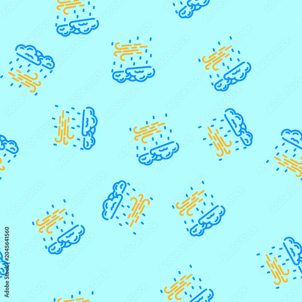 Fototapeta premium rain and wind hurricane disaster vector seamless pattern rain and wind hurricane disaster sign illustration