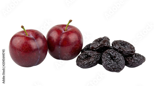 Fresh Plums and Dried Prunes Side by Side.