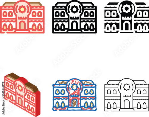 Schilderij op canvas synagogue building jewish color icon vector