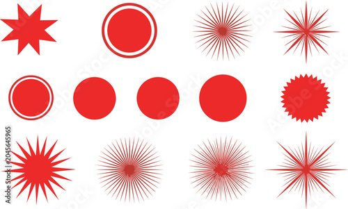 Fotografija Abstract sunburst and geometric badge collection with circular star shapes for l