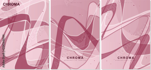 Abstract futuristic 2026 dusty rose poster set featuring fluid wine waves, elegant glowing lines, chroma generative conceptual typography vector background for creative corporate design.
