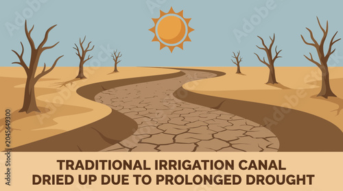 Foto Traditional Irrigation Canal Dried Up Due to Prolonged Drought