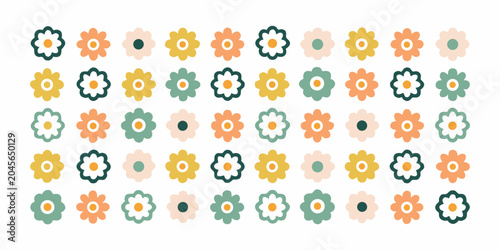 Photos Floral Ornament Pattern With Pastel Colors And Repeating Flower Motifs