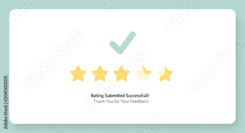 A rating form with a green checkmark and four yellow stars displayed on a screen