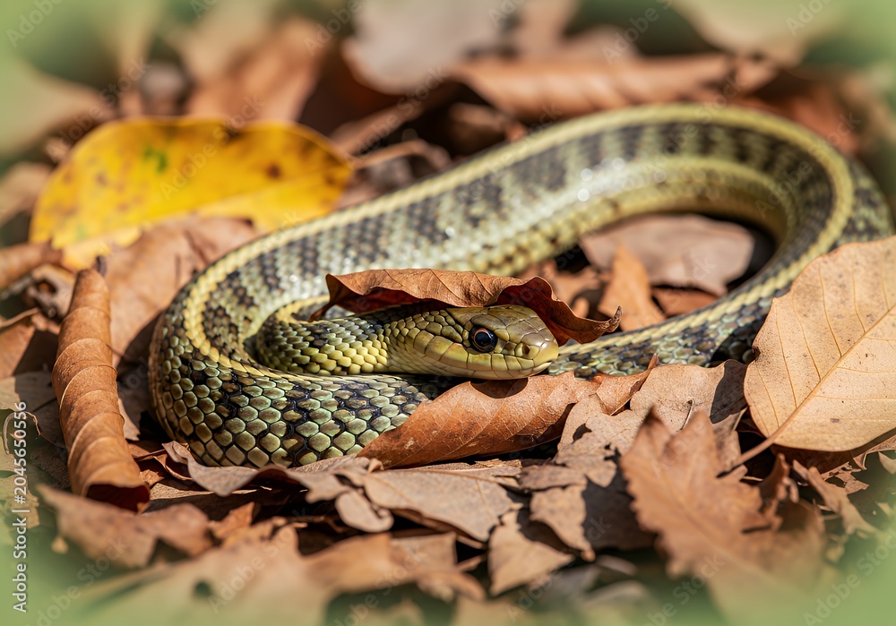 Obraz premium This is an image showing a snake on the ground surrounded