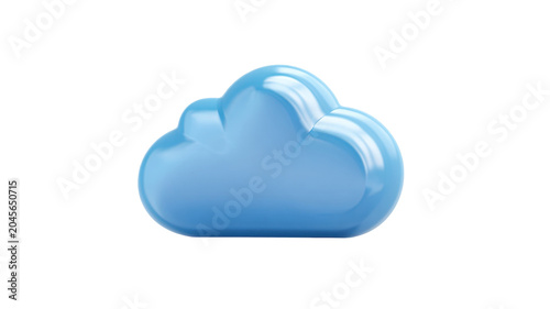 A 3D blue cloud computing icon represents an internet data server and modern network technology symbol for business communication