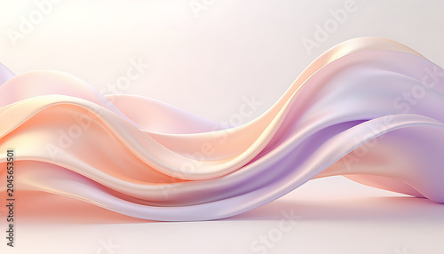 The flowing wavy fabric exhibits elegant folds and soft pastel hues.