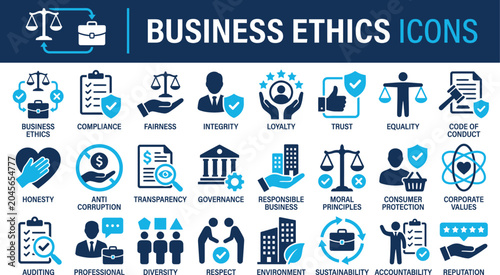 Photos Business ethics icon set