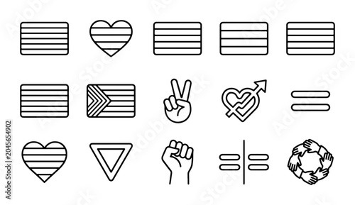 Foto LGBTQ+ Pride Symbols, Equality Icons, and Diversity Graphics Set
