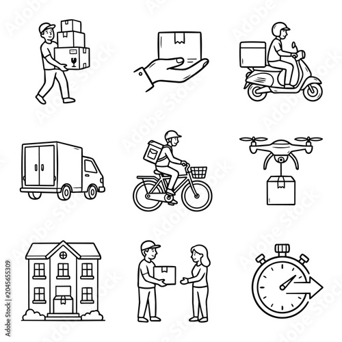 Delivery Service Icons Set Vector Illustration.