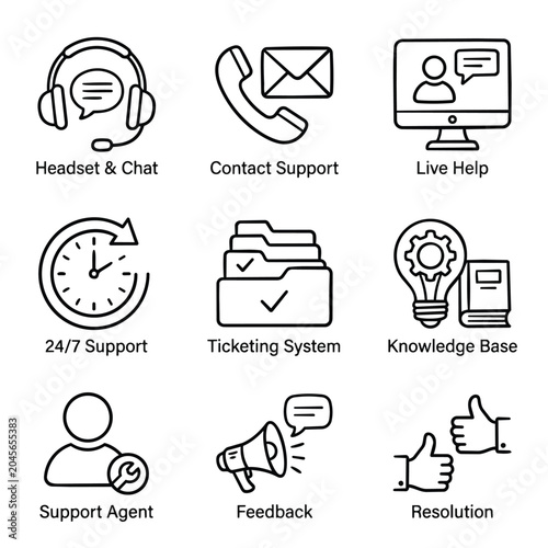 Customer Service and Support Icons Collection.