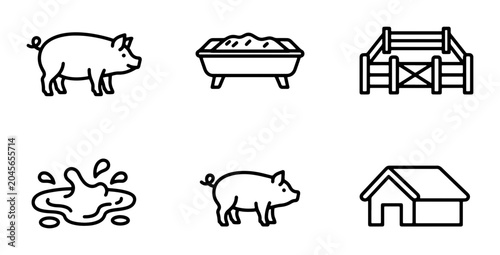 Konstfotografi Pig Icons, Farm Animals, Livestock, Rural Life, Countryside, Agriculture, Simple