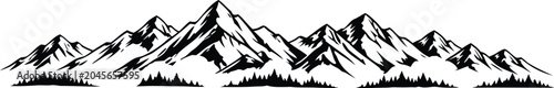 Mountain peak logo set, outdoor adventure forest silhouette vector