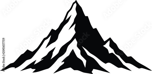Mountain peak logo set, outdoor adventure forest silhouette vector