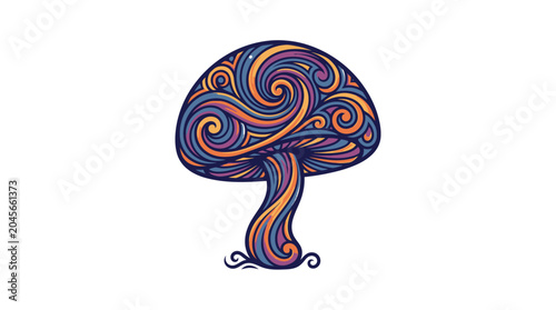 Εκτύπωση καμβά Psychedelic mushroom with colorful swirling patterns.