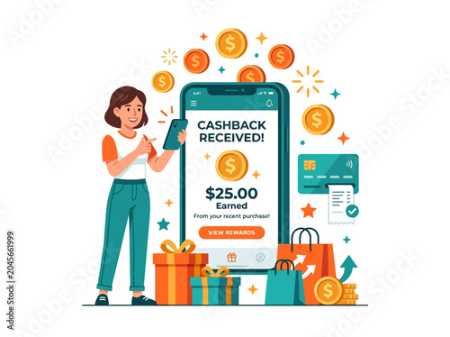 Woman Receives Cashback Reward.