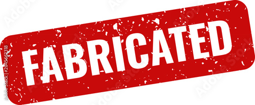 Tableau sur toile Fabricated red stamp on white background warning falsehood deception concept
