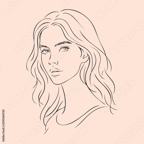 Beautiful girl vector. Minimalism style.	
