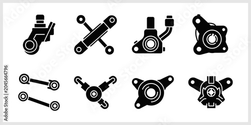 Tableau sur toile Set of Black and White Icons for Automotive Suspension and Steering Components