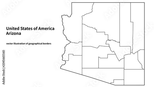 Slika na platnu Arizona administrative border map vector illustration with county outlines