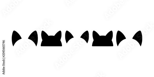 Cat Ears Pattern of Repeating Black Silhouettes with Simple Stylized Shapes on a Light Background for Design