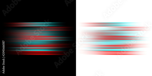 Obraz na płótnie Red and Cyan Neon Glowing Horizontal Light Streaks and Speed Lines with Motion B