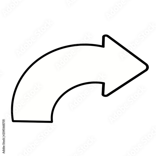 Hand Drawn Curved Arrow Outline Illustration