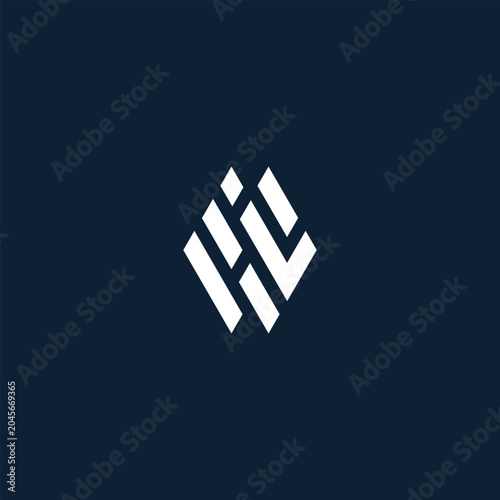 modern abstract H I L logo on dark blue background