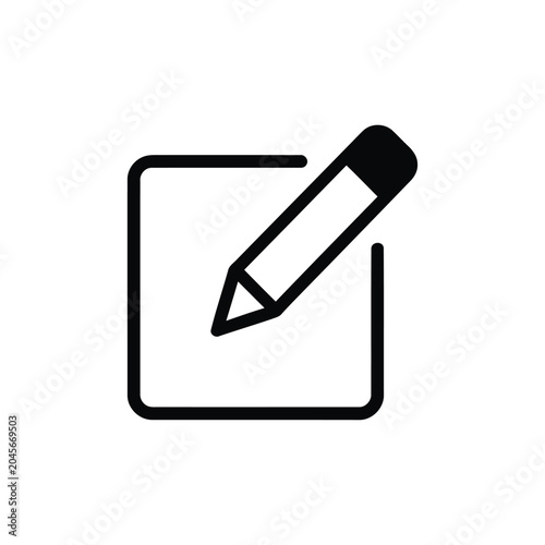 Black Edit Pencil Document Vector Icon Isolated