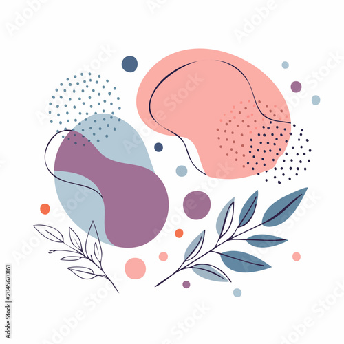 Abstract Organic Shapes and Botanical Elements