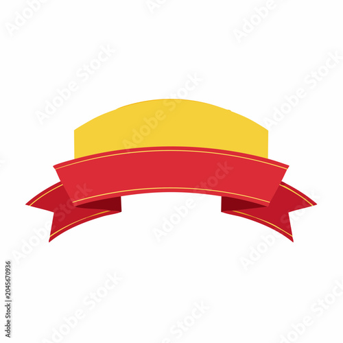Red and Yellow Ribbon Banner with Gold Trim