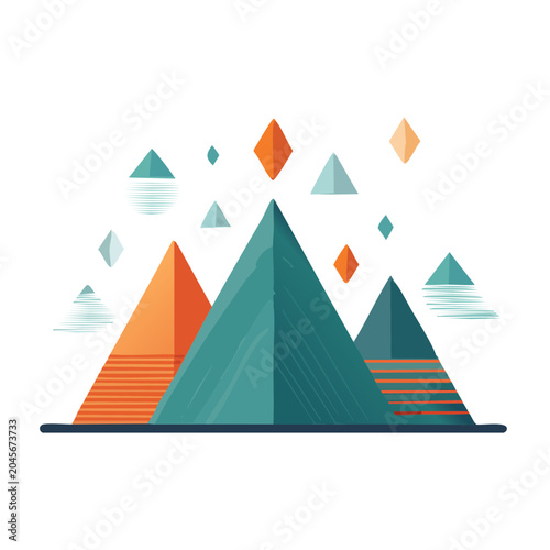Abstract geometric mountains with diamonds and triangles
