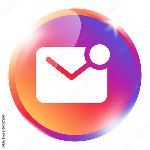 Slika na platnu Colorful mail unread social media icon gradient circle badge