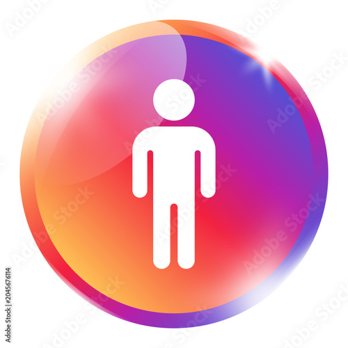 Slika na platnu Man social media app icon on gradient round vivid colorful badge