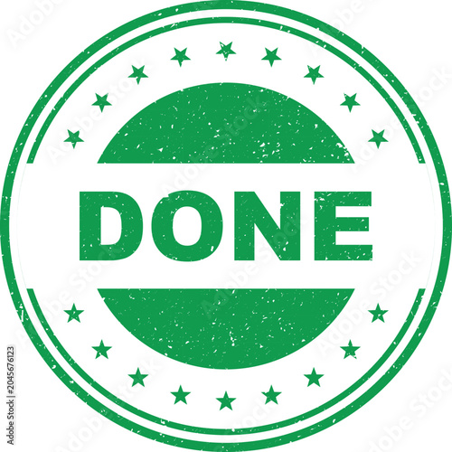 Fotografie Green done stamp with stars and circle border