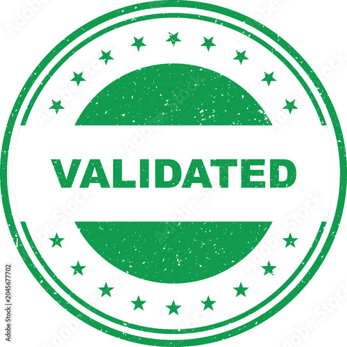 Slika na platnu Validated stamp green circle seal with stars quality assurance and approval symb
