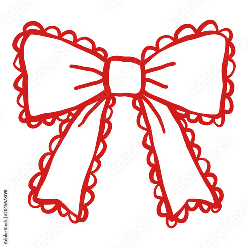 Canvastavla Lace ribbon bow doodle icon featuring decorative scalloped edges