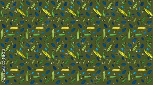 Illustration of Olive fruit with leaf on green color background.