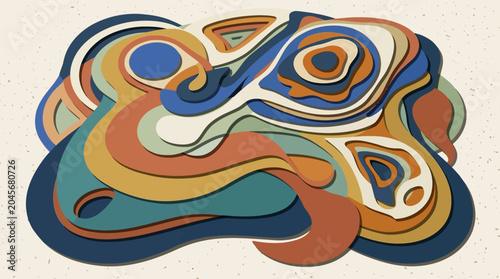 Foto Flat vector layered paper texture, stacked abstract shapes and subtle depth effe