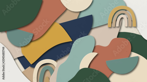 Valokuva Flat vector layered paper texture, stacked abstract shapes and subtle depth effe