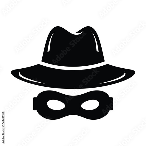 Quadro su tela Black fedora hat and mask