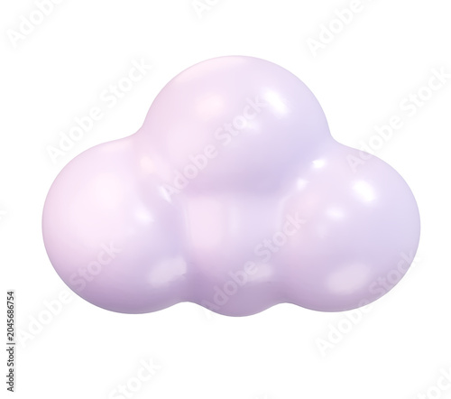 3D purple pastel cloud cute glossy icon weather fluffy sky render illustration object element design