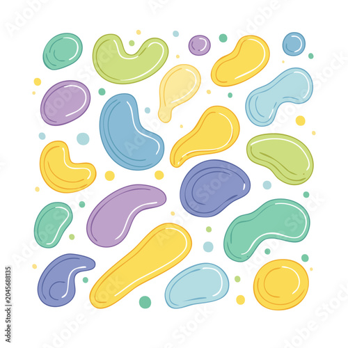 Abstract organic shapes in pastel colors on white background