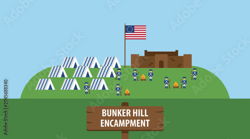 Obraz na plátne Continental Army Encampment Tents Bunker Hill Scene