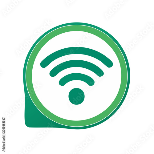 Green wifi symbol on white background