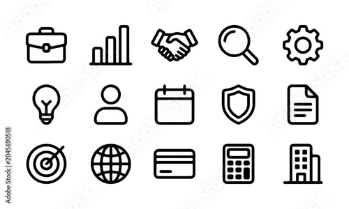 Business and Finance Line Icon Set, Corporate Marketing Vectors