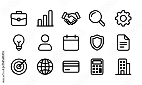 Business and Finance Line Icon Set, Corporate Marketing Vectors